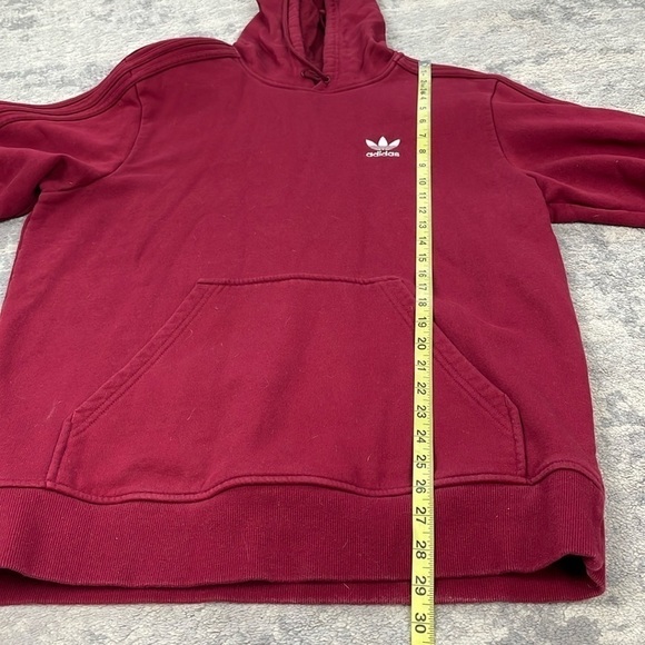 Vintage Adidas Adicolor Hoodie Sweatshirt 3 Stripe Long Sleeves Red Sz S - Picture 5 of 10